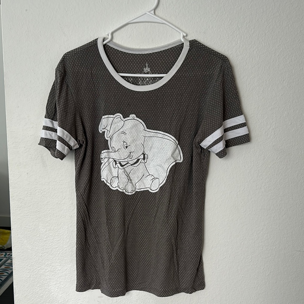Disney Parks Women’s Gray T-Shirt Jersey with Dumbo Graphic